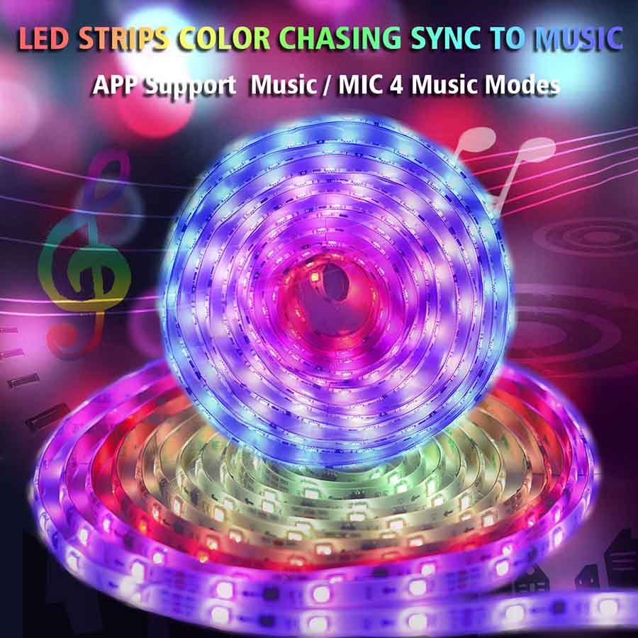 Color Chasing LED Strip Light Kits, 10M/32.8ft Rainbow Colors LED Tape Lights Bluetooth Smart Phone APP & RF Remote Controlled Addressable RGB Waterproof LED Rope Lights for Christmas, Room Decoration Color Chasing LED Strip Light Kits, 10M/32.8ft Rainbow Colors LED Tape Lights Bluetooth Smart Phone APP & RF Remote Controlled Addressable RGB Waterproof LED Rope Lights for Christmas, Room Decoration